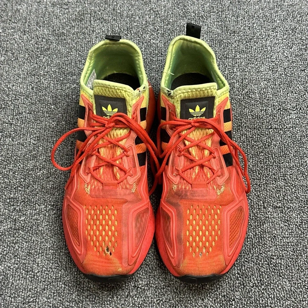 Adidas ZX 2K Boost Sneakers Mens Sz 8.5 Flux Solar Yellow/Hi-Res Red Shoes.